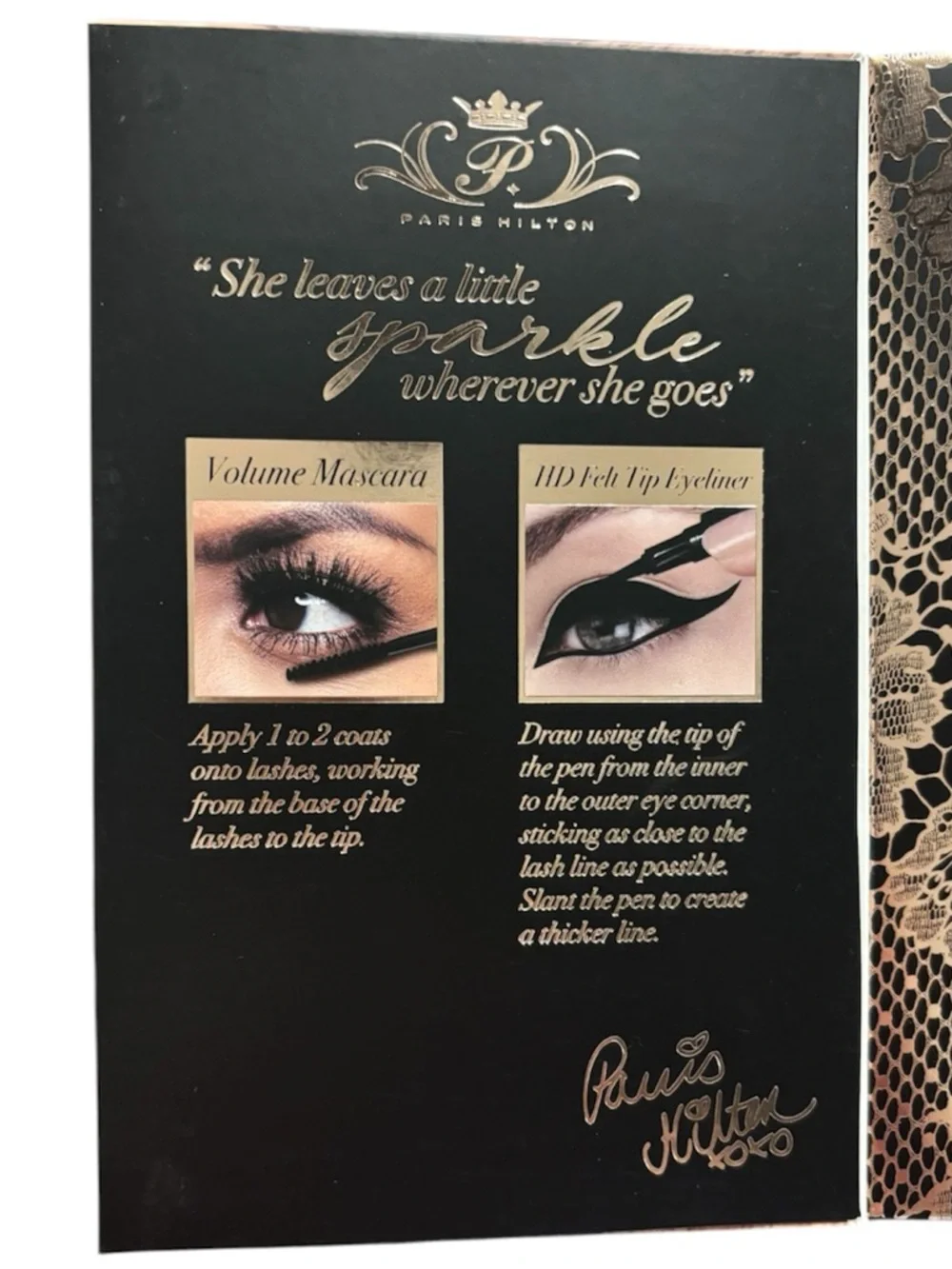 Paris Hilton Flawless Definition Volume Mascara Black Eyeliner Beauty Makeup Kit